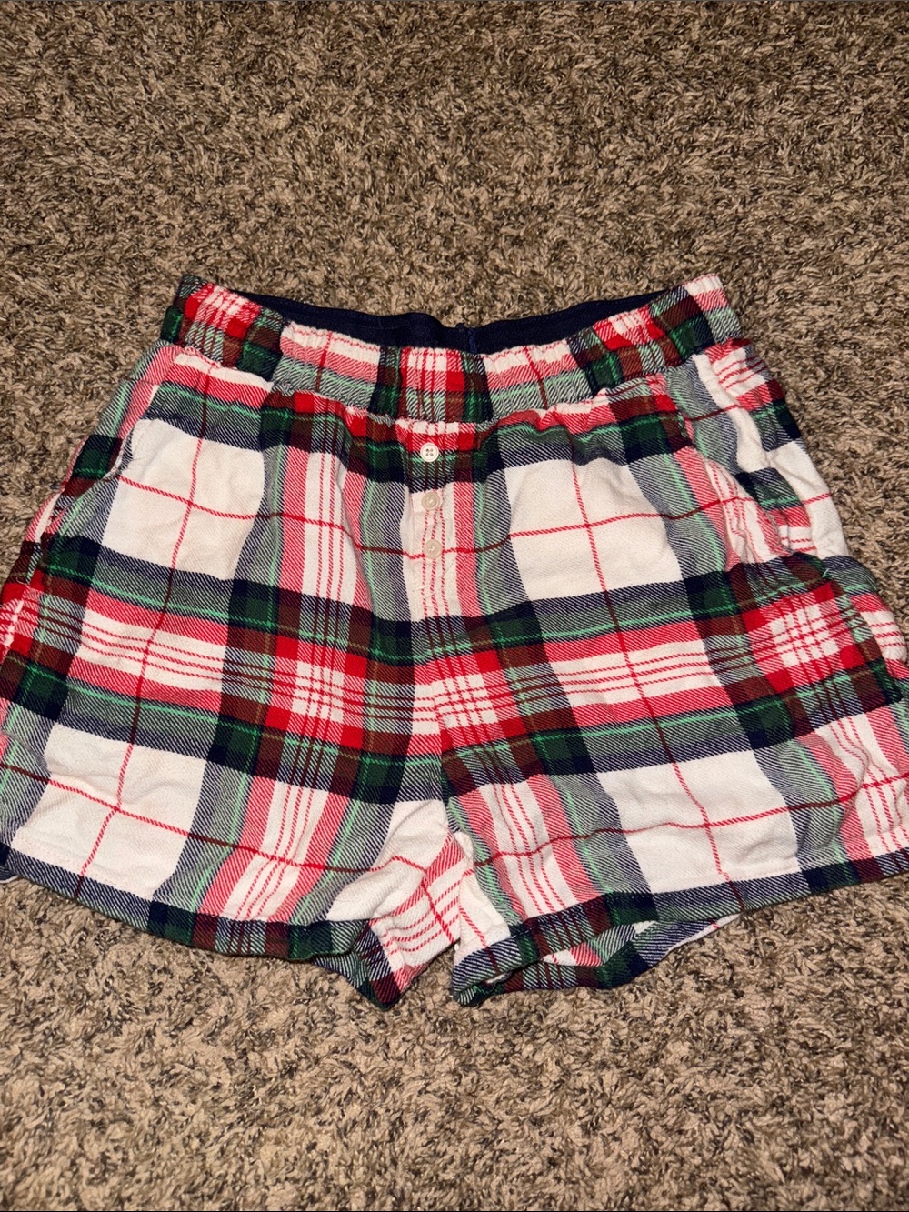 aerie Plaid High-Waist Lounge Shorts in Red, Green and White